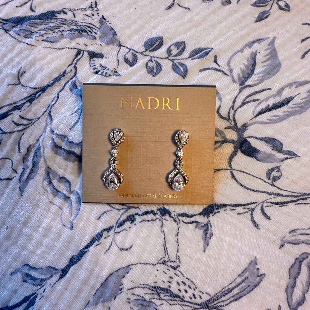 Nadri Silver Drop Earrings